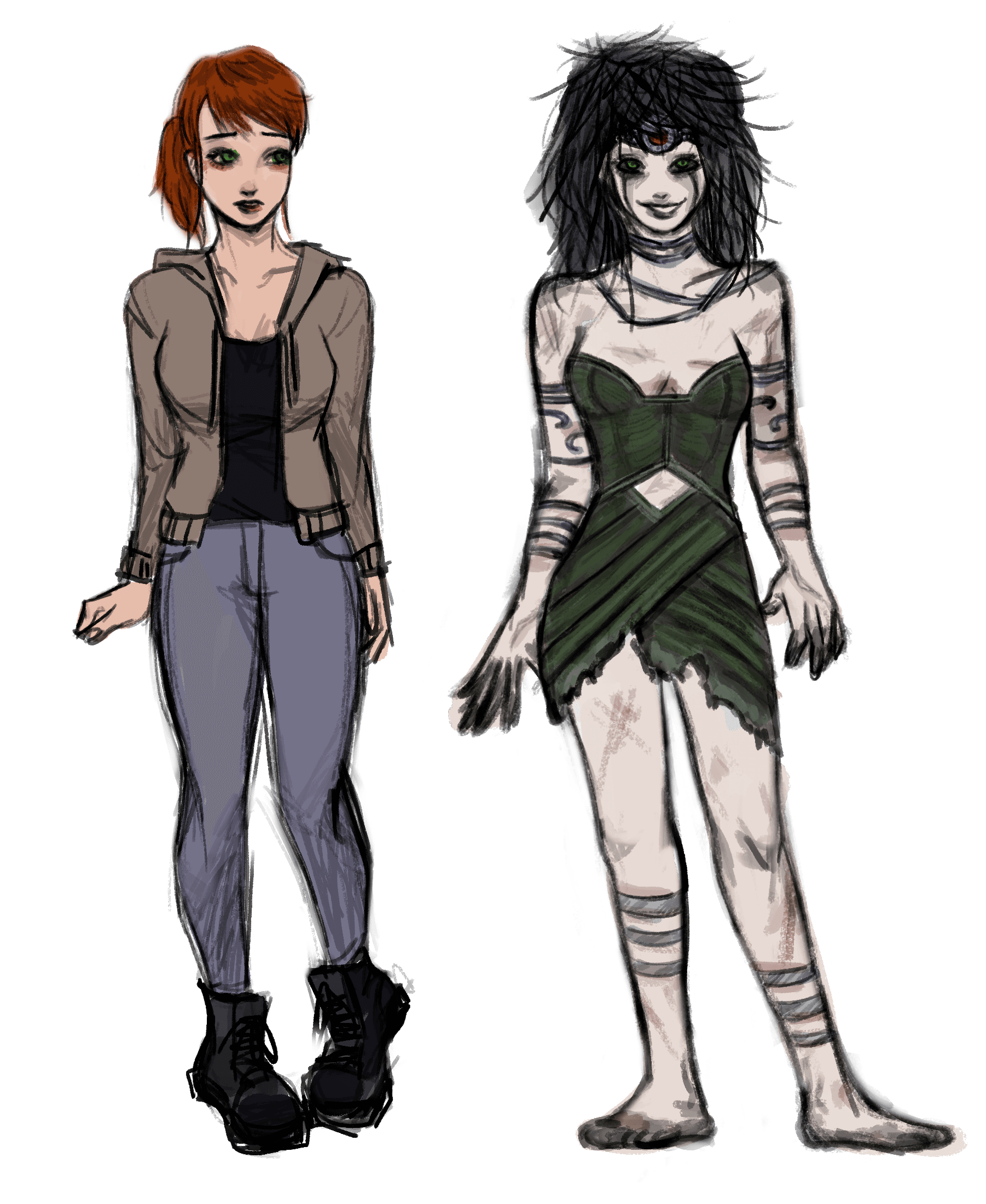 Character designs of June Moon and Enchantress/