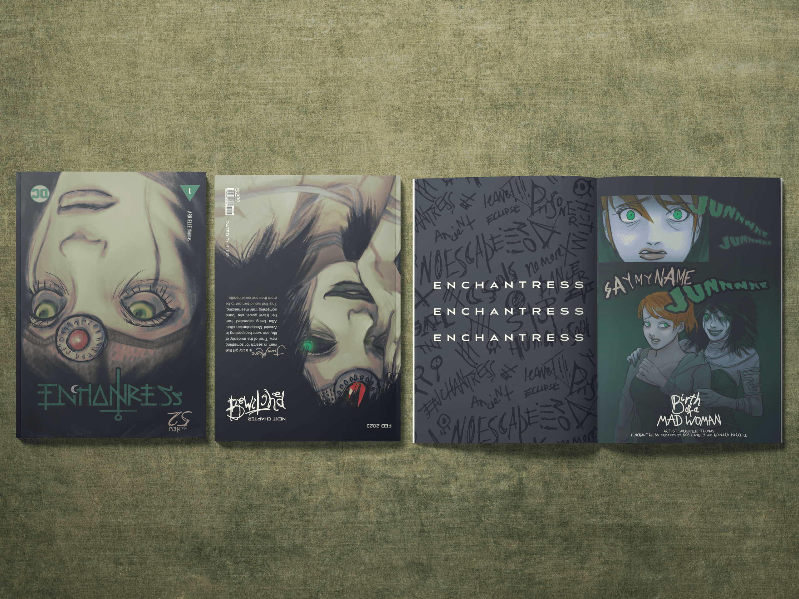 Alternate layout and title card design for the Enchantress comic book.