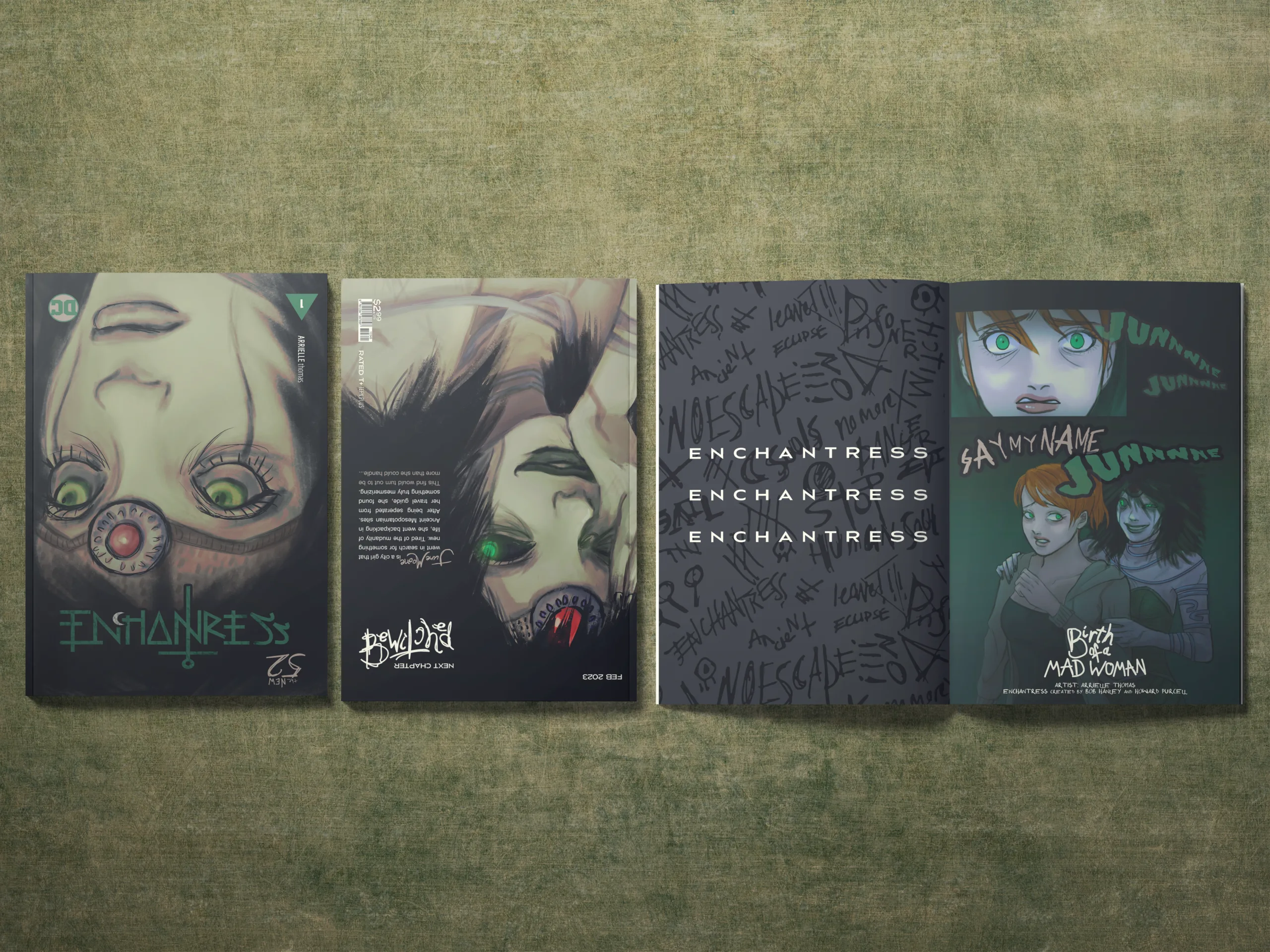 Alternate layout and title card design for the Enchantress comic book.