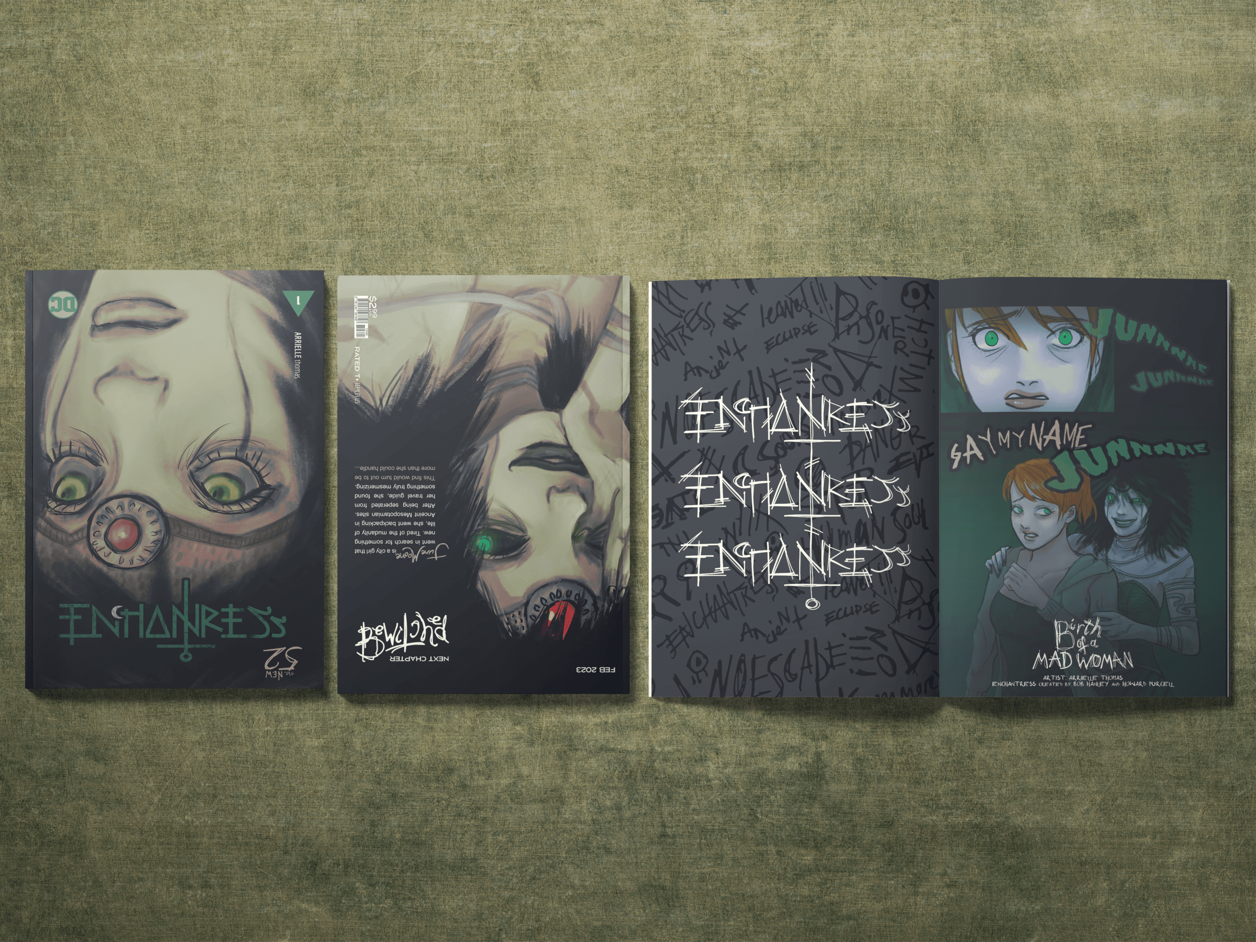 Another alternate layout and title card design for the Enchantress comic book.