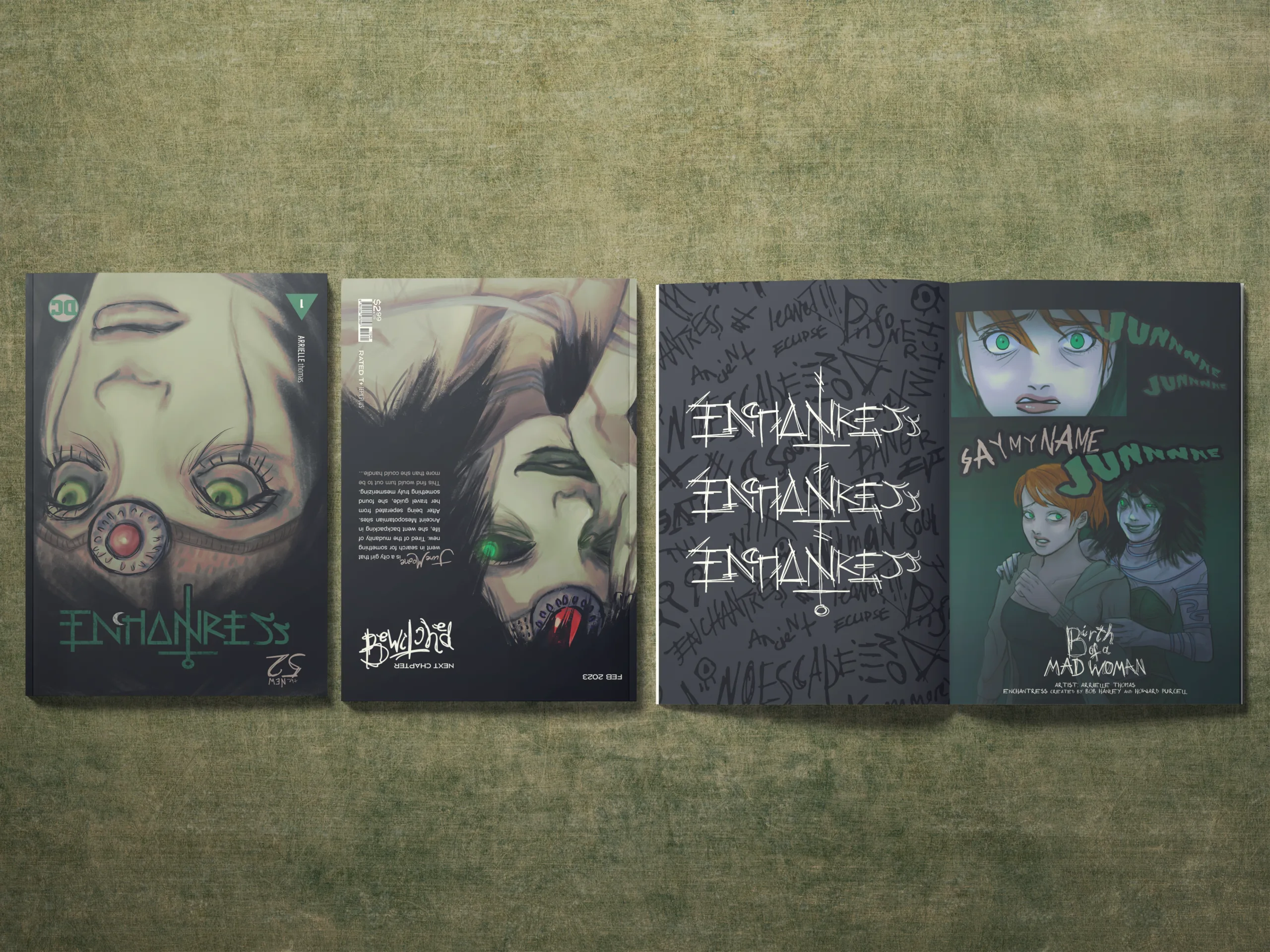 Another alternate layout and title card design for the Enchantress comic book.