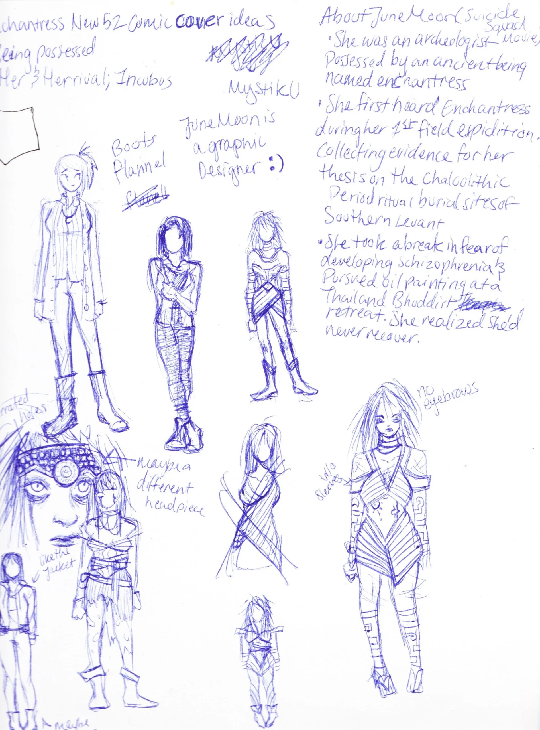 Sketches and ideation for the character designs.