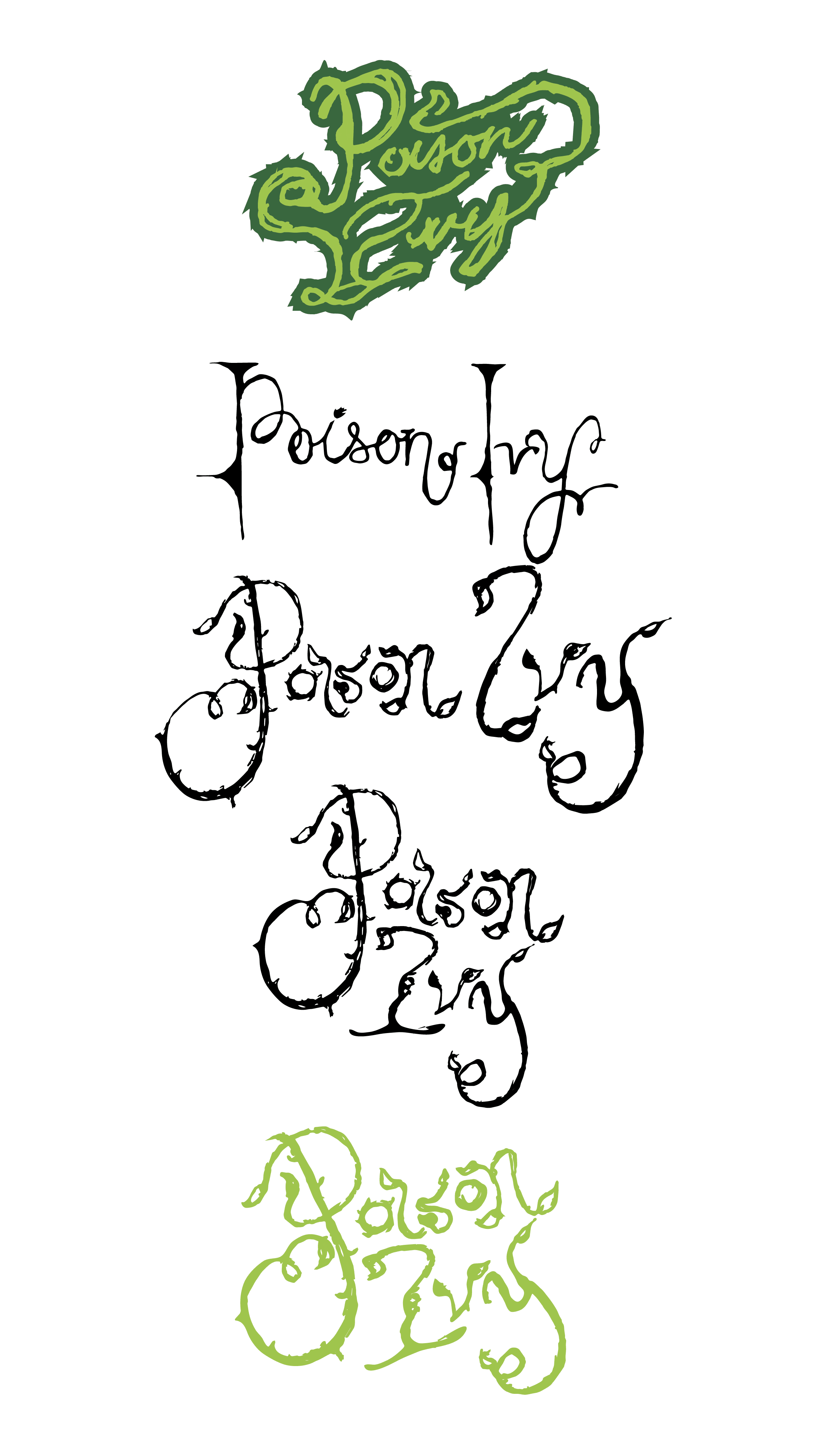 Poison Ivy font stages and ideation.