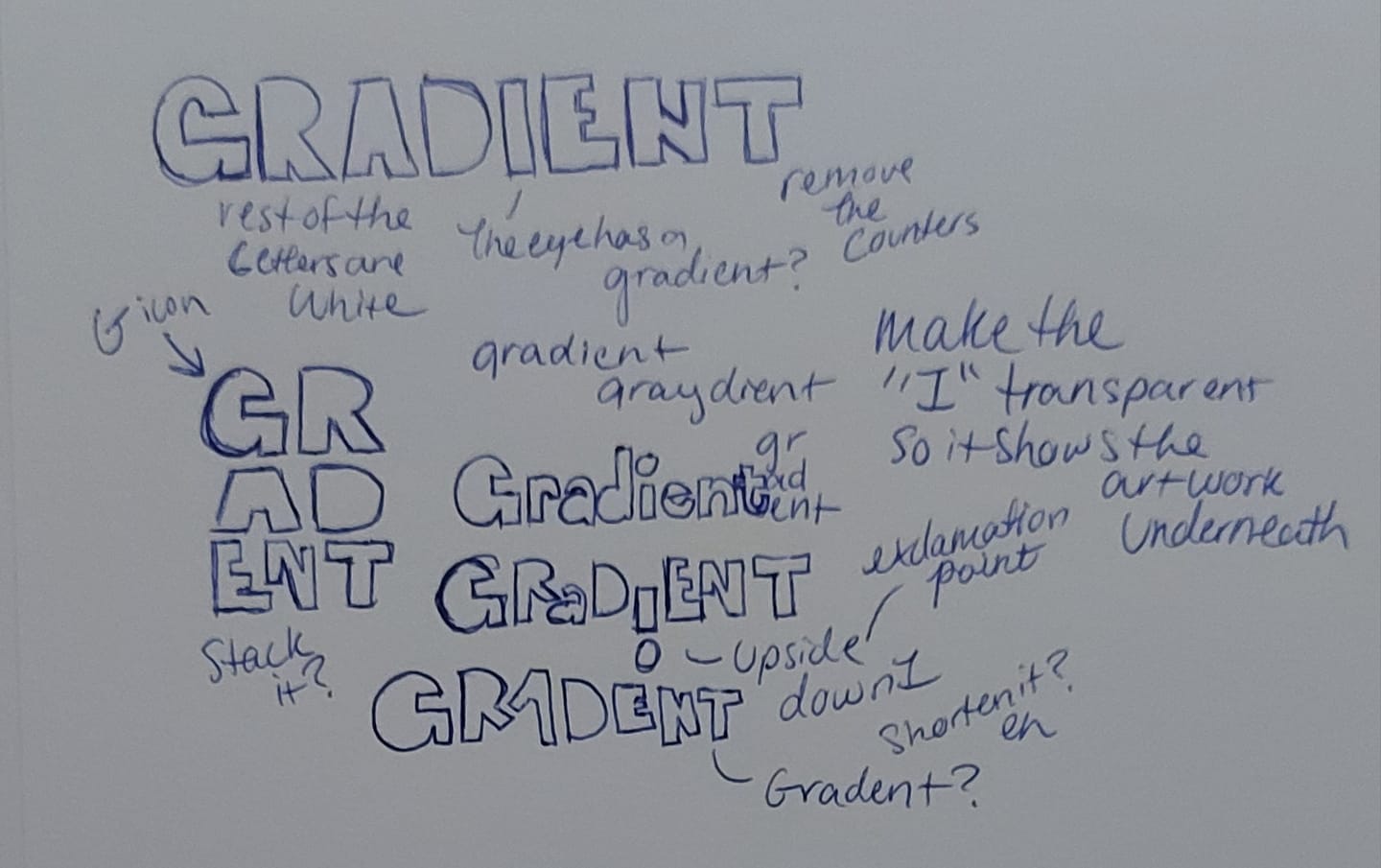 Sketches for the "Gradient Magazine" font.