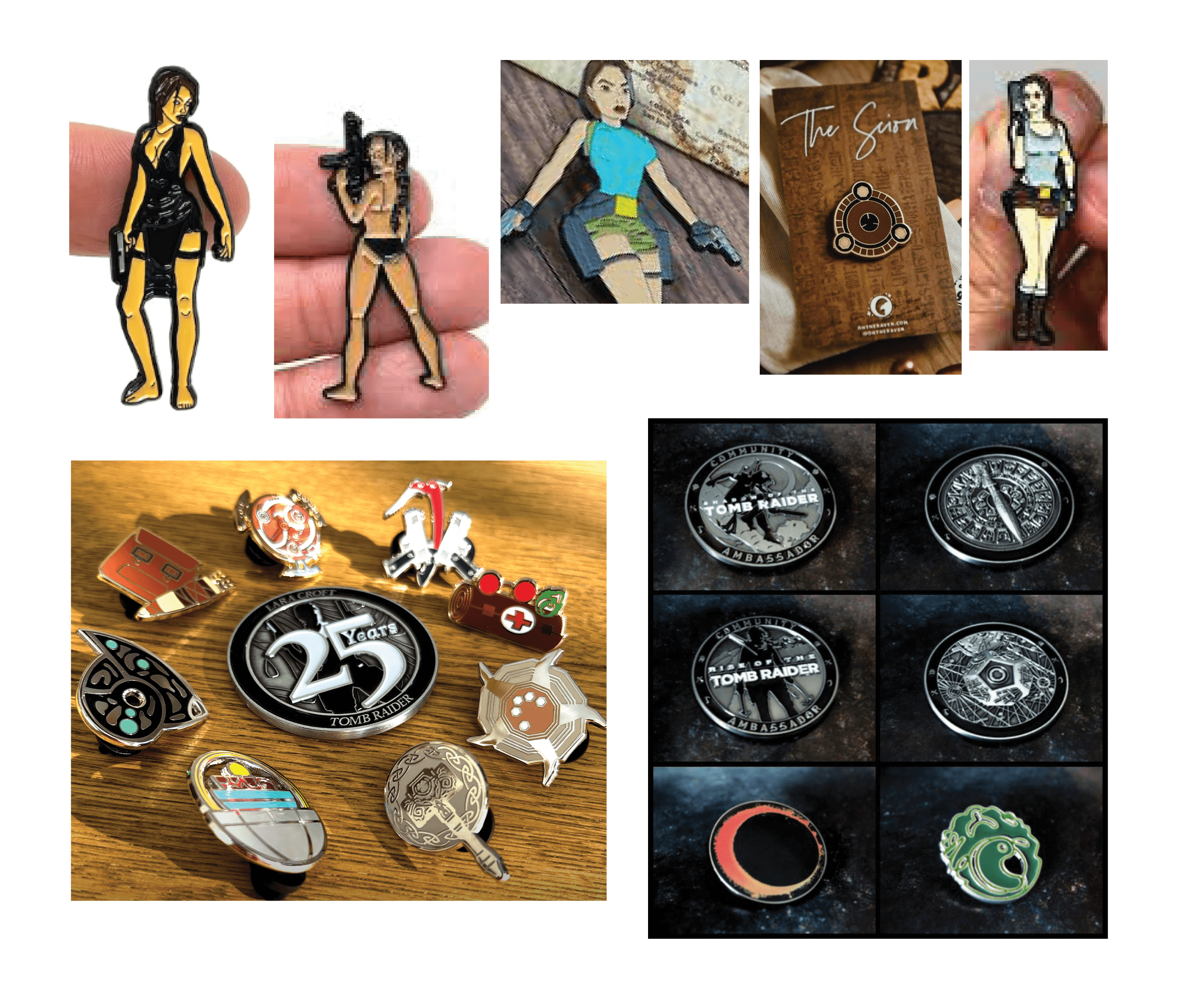Competition mood board for Lara Croft pins.