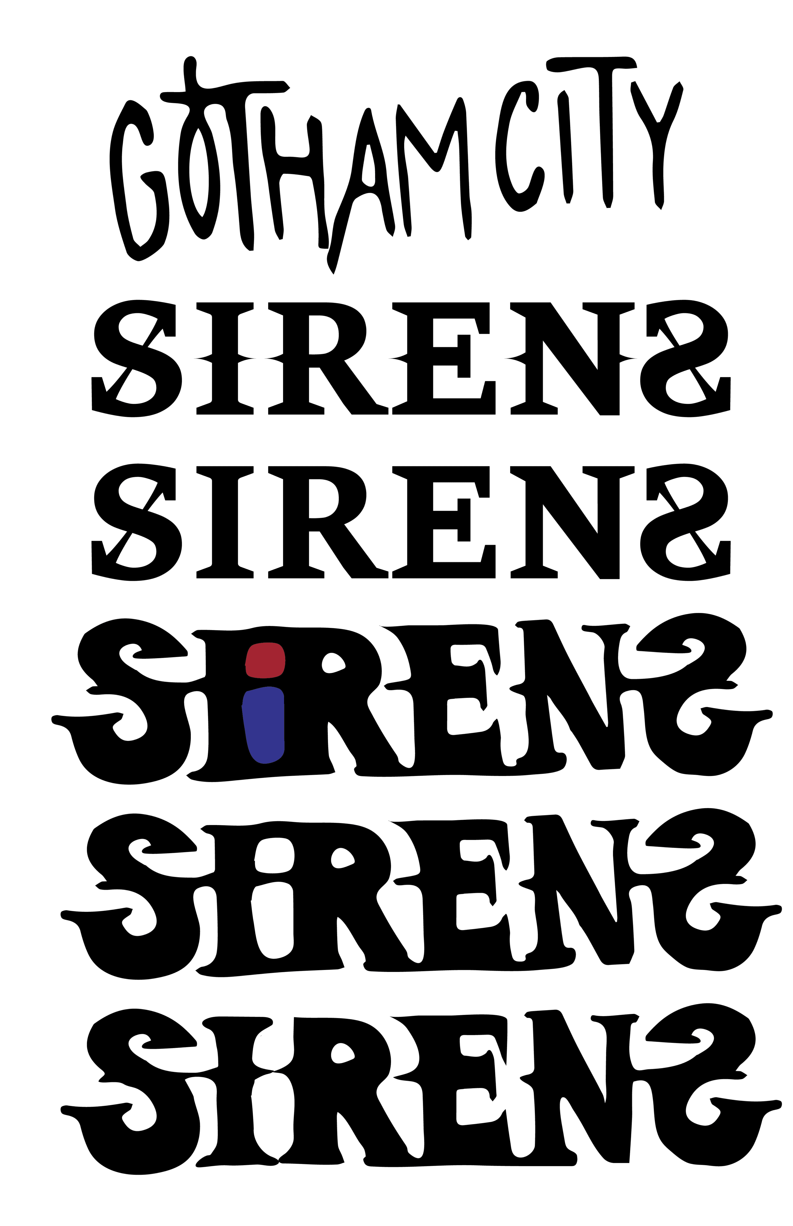 Gotham City Sirens font ideation.