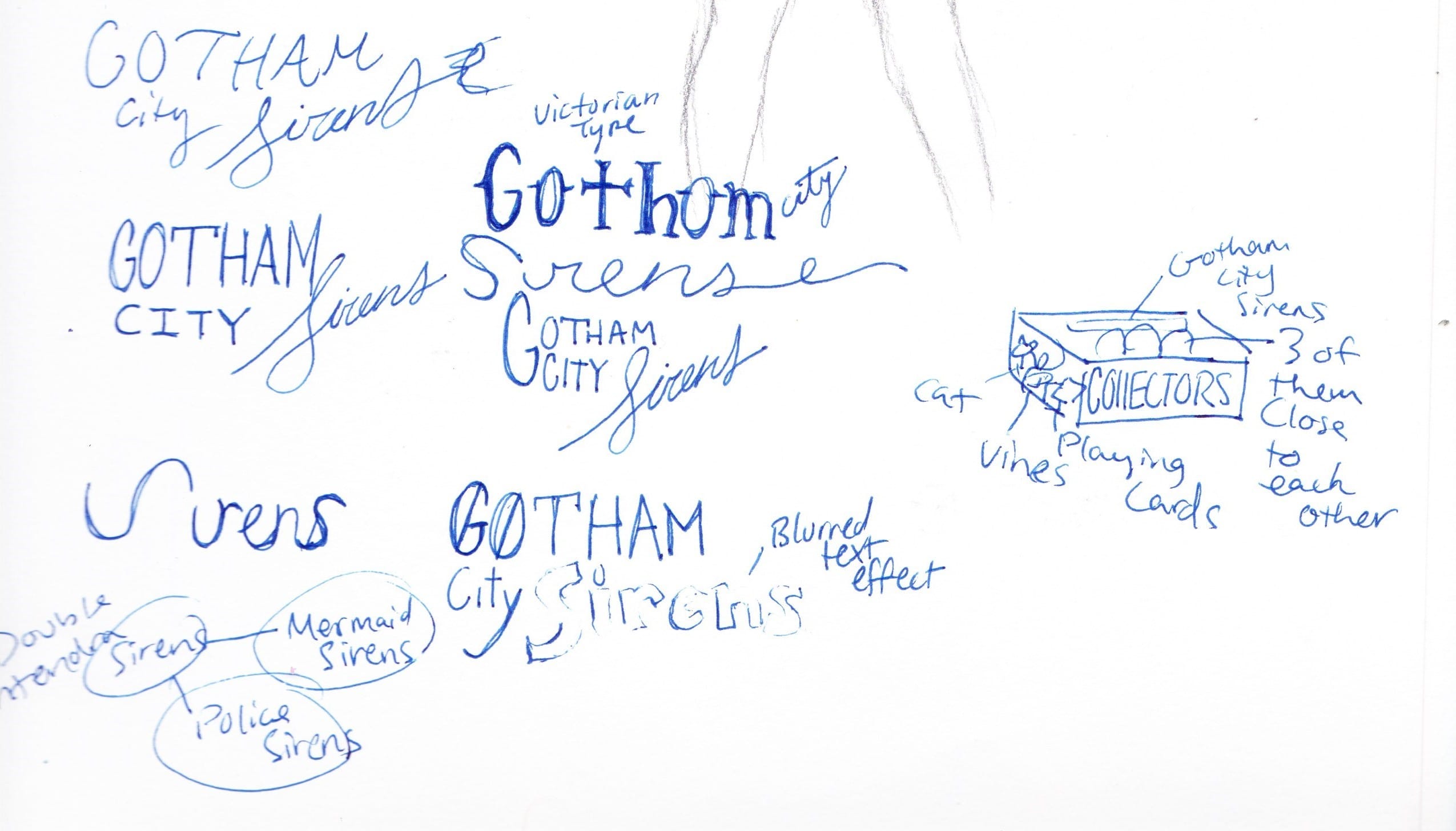 Gotham City Sirens font sketches.