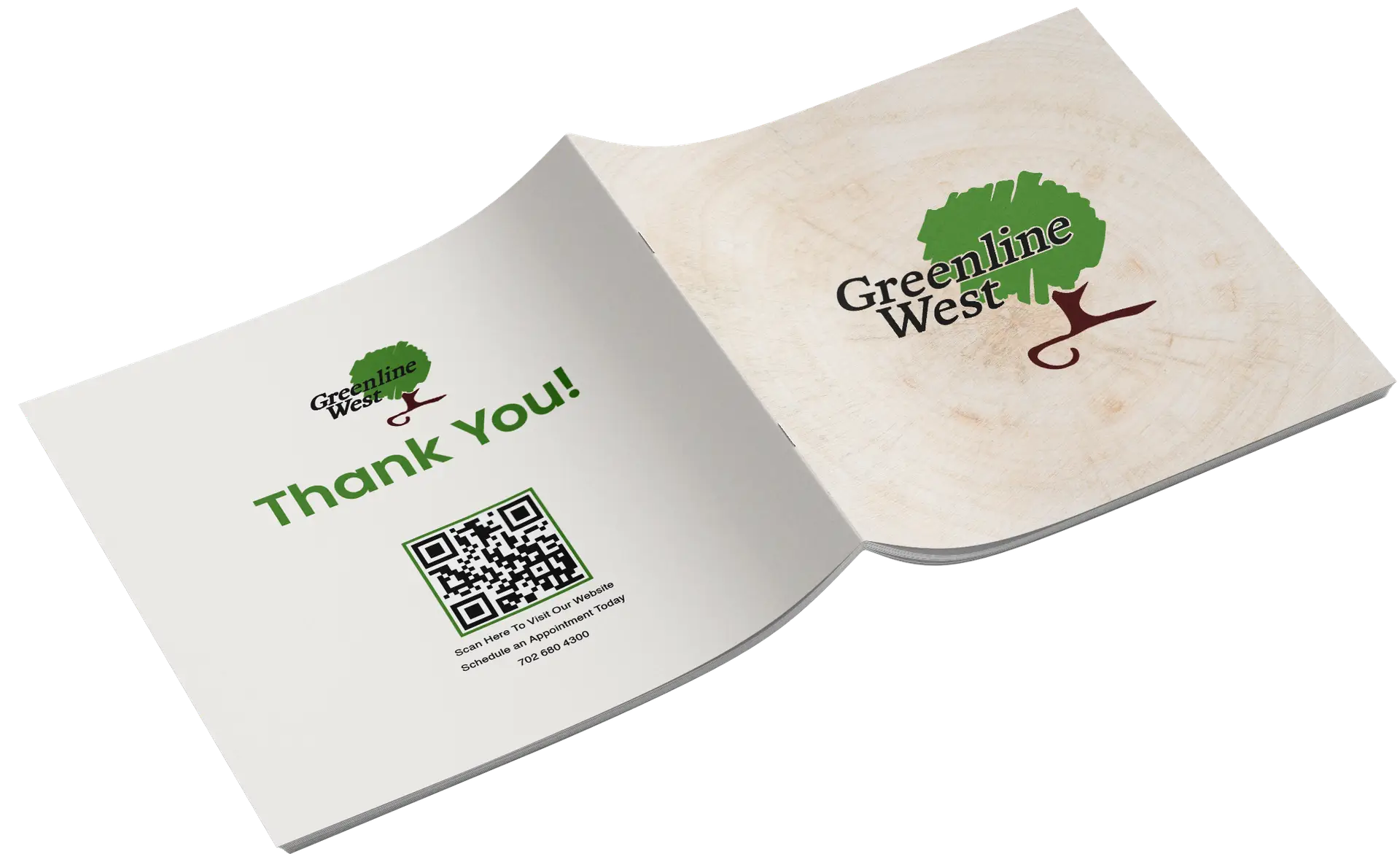 Booklet face down showing the front and back cover.