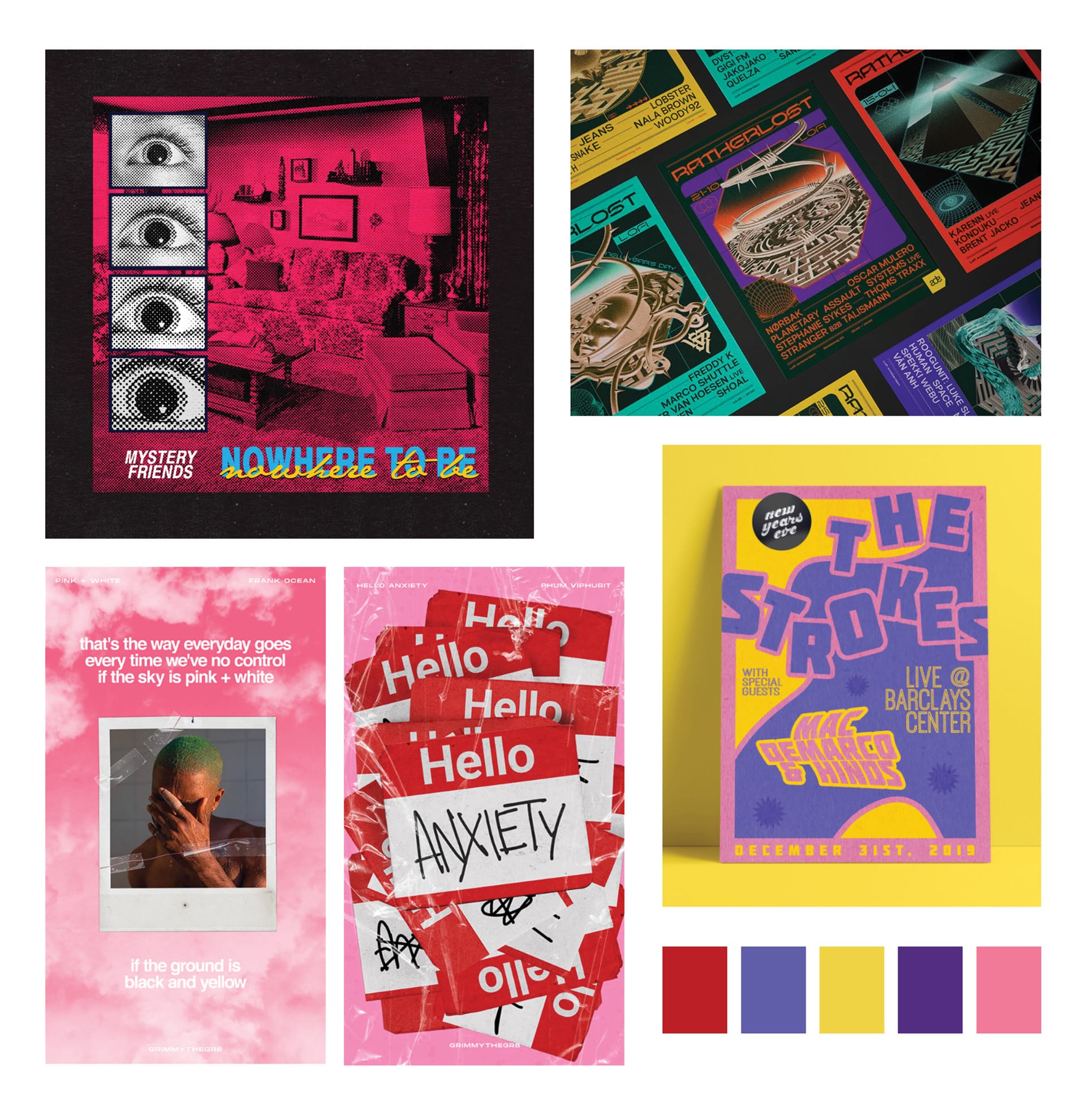 Inspiration Mood Board for the Gig poster.