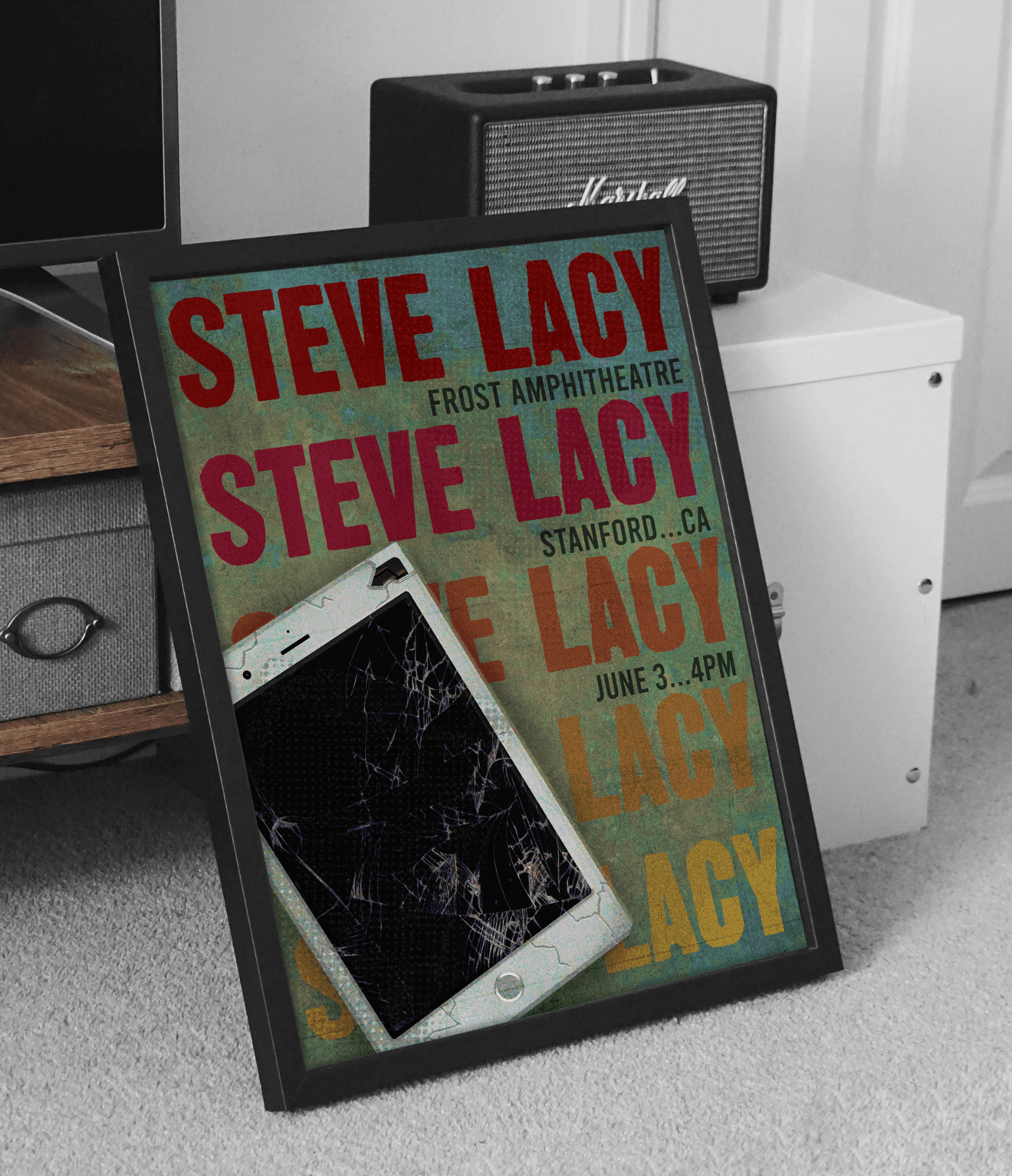 Mockup of the framed Steve Lacy Gig poster.