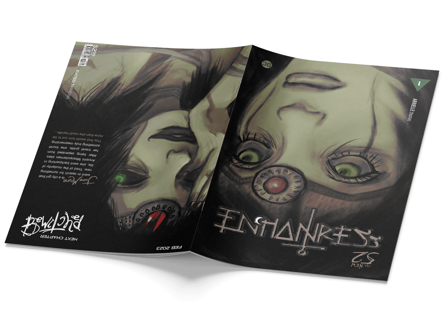 back and front cover spread of the Enchantress comic.